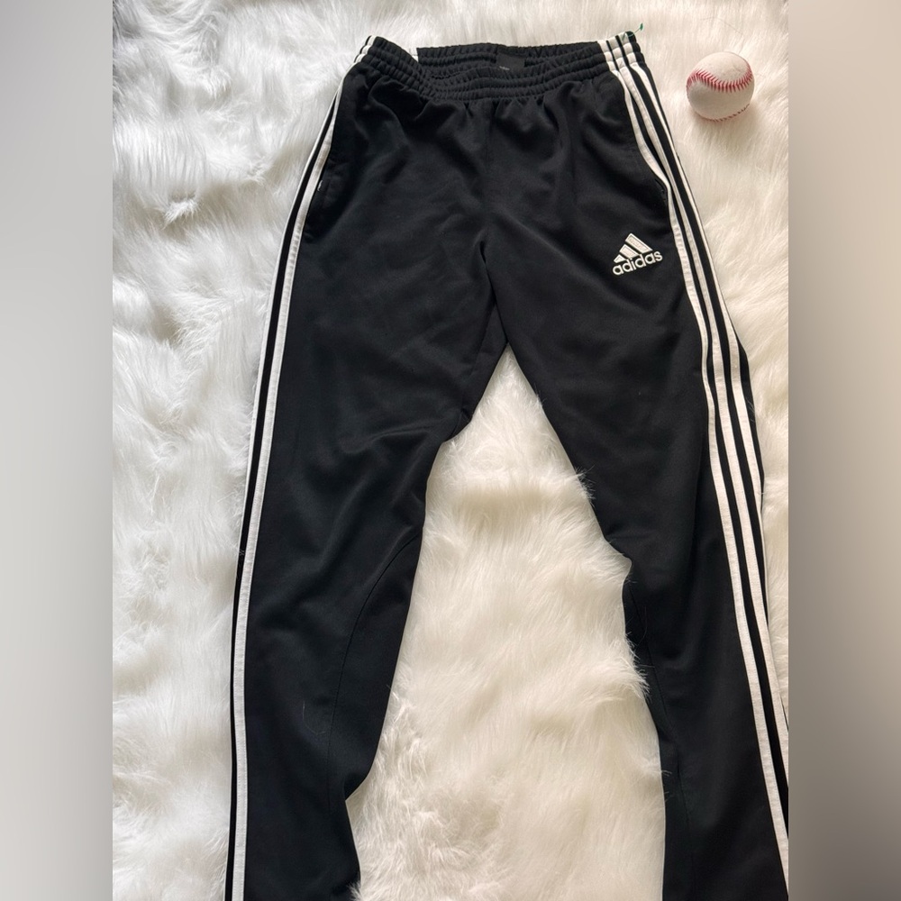 adidas Kids Black Joggers with White Stripes